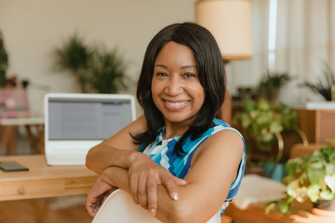 small business owner sitting posing for camera